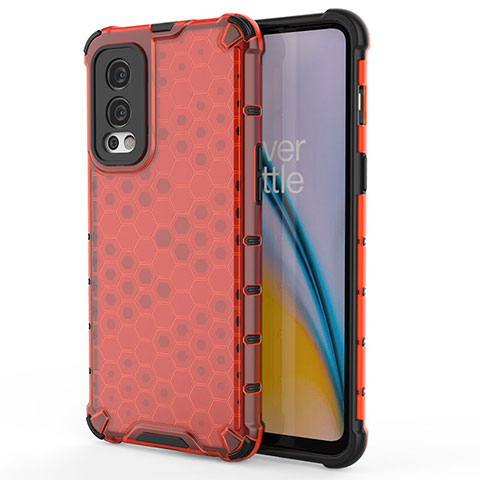 Carcasa Bumper Funda Silicona Transparente 360 Grados AM1 para OnePlus Nord 2 5G Rojo