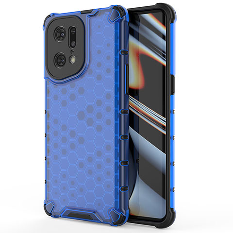 Carcasa Bumper Funda Silicona Transparente 360 Grados AM1 para Oppo Find X5 Pro 5G Azul