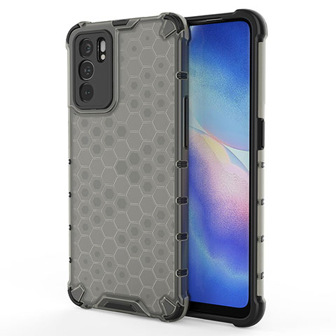 Carcasa Bumper Funda Silicona Transparente 360 Grados AM1 para Oppo Reno6 5G Negro