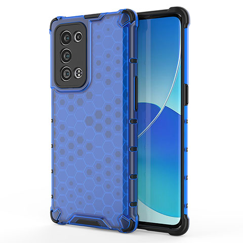 Carcasa Bumper Funda Silicona Transparente 360 Grados AM1 para Oppo Reno6 Pro+ Plus 5G Azul