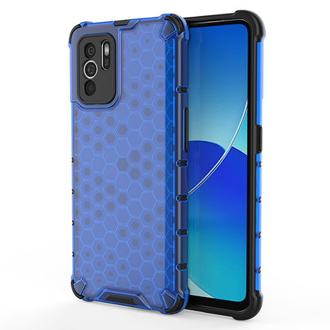 Carcasa Bumper Funda Silicona Transparente 360 Grados AM1 para Oppo Reno6 Z 5G Azul