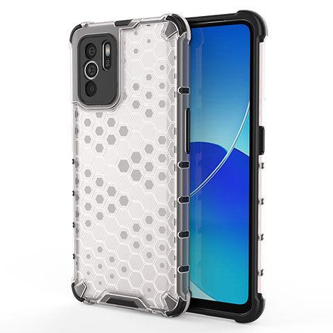 Carcasa Bumper Funda Silicona Transparente 360 Grados AM1 para Oppo Reno6 Z 5G Blanco