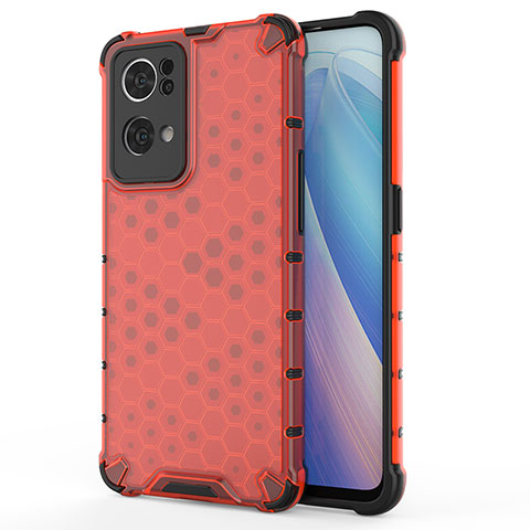 Carcasa Bumper Funda Silicona Transparente 360 Grados AM1 para Oppo Reno7 Pro 5G Rojo