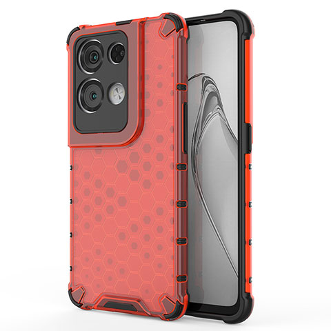 Carcasa Bumper Funda Silicona Transparente 360 Grados AM1 para Oppo Reno8 Pro 5G Rojo