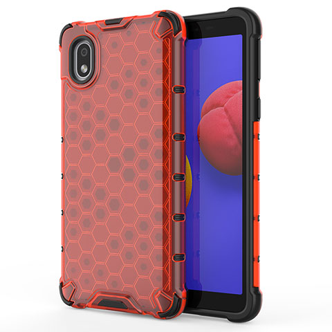 Carcasa Bumper Funda Silicona Transparente 360 Grados AM1 para Samsung Galaxy A01 Core Rojo