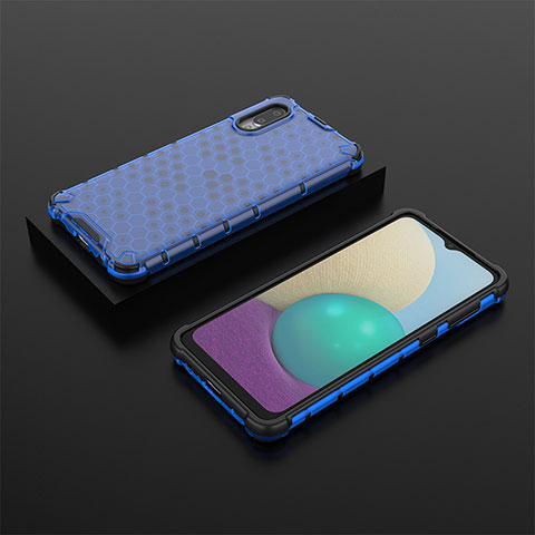 Carcasa Bumper Funda Silicona Transparente 360 Grados AM1 para Samsung Galaxy A02 Azul