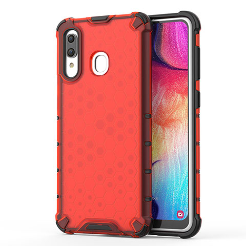 Carcasa Bumper Funda Silicona Transparente 360 Grados AM1 para Samsung Galaxy A20 Rojo