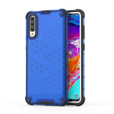 Carcasa Bumper Funda Silicona Transparente 360 Grados AM1 para Samsung Galaxy A70 Azul