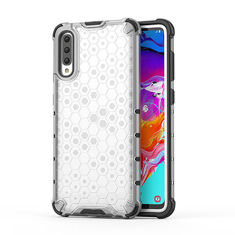 Carcasa Bumper Funda Silicona Transparente 360 Grados AM1 para Samsung Galaxy A70 Blanco