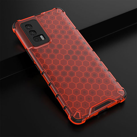 Carcasa Bumper Funda Silicona Transparente 360 Grados AM1 para Vivo iQOO 7 India 5G Rojo