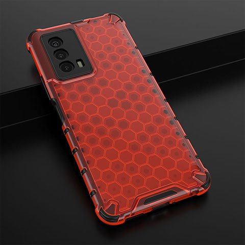 Carcasa Bumper Funda Silicona Transparente 360 Grados AM1 para Vivo iQOO Z5 5G Rojo