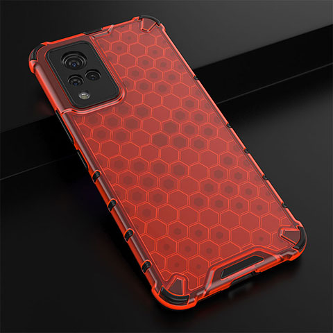 Carcasa Bumper Funda Silicona Transparente 360 Grados AM1 para Vivo V21 5G Rojo