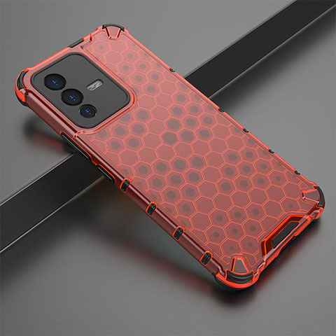 Carcasa Bumper Funda Silicona Transparente 360 Grados AM1 para Vivo V23 5G Rojo