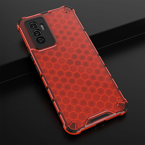 Carcasa Bumper Funda Silicona Transparente 360 Grados AM1 para Vivo V23e Rojo