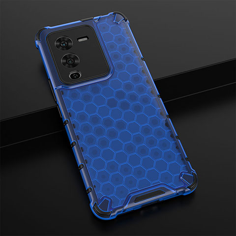 Carcasa Bumper Funda Silicona Transparente 360 Grados AM1 para Vivo V25 Pro 5G Azul