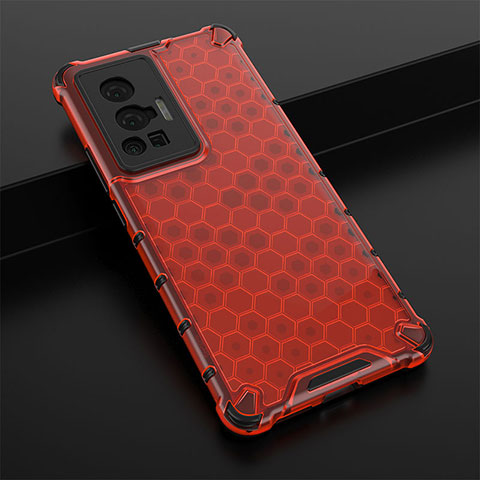 Carcasa Bumper Funda Silicona Transparente 360 Grados AM1 para Vivo X70 Pro 5G Rojo