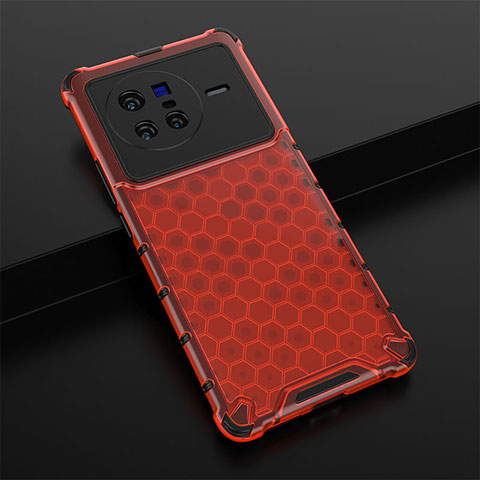 Carcasa Bumper Funda Silicona Transparente 360 Grados AM1 para Vivo X80 5G Rojo