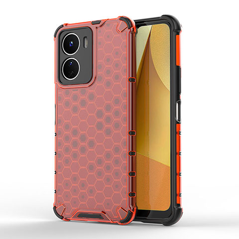 Carcasa Bumper Funda Silicona Transparente 360 Grados AM1 para Vivo Y16 Rojo