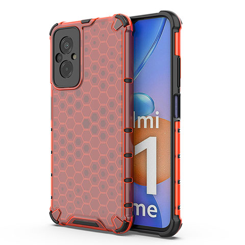 Carcasa Bumper Funda Silicona Transparente 360 Grados AM1 para Xiaomi Redmi 11 Prime 4G Rojo