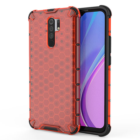 Carcasa Bumper Funda Silicona Transparente 360 Grados AM1 para Xiaomi Redmi 9 Prime India Rojo