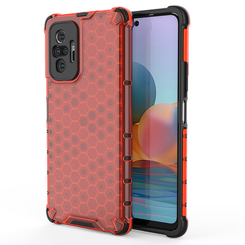 Carcasa Bumper Funda Silicona Transparente 360 Grados AM1 para Xiaomi Redmi Note 10 Pro Max Rojo