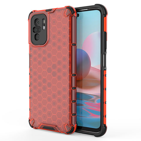 Carcasa Bumper Funda Silicona Transparente 360 Grados AM1 para Xiaomi Redmi Note 10S 4G Rojo