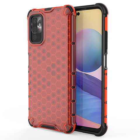 Carcasa Bumper Funda Silicona Transparente 360 Grados AM1 para Xiaomi Redmi Note 10T 5G Rojo