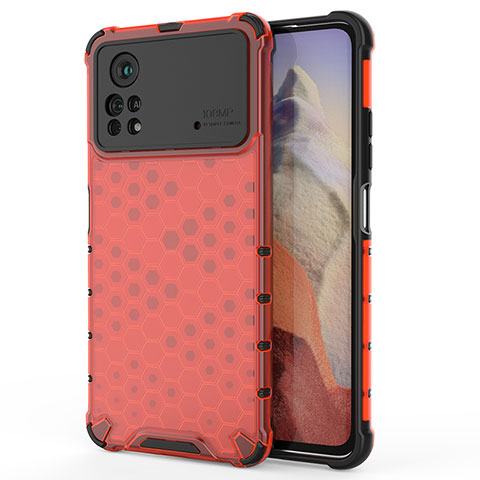 Carcasa Bumper Funda Silicona Transparente 360 Grados AM1 para Xiaomi Redmi Note 11E Pro 5G Rojo