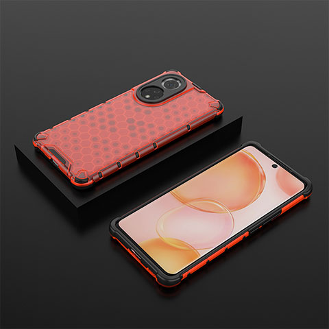 Carcasa Bumper Funda Silicona Transparente 360 Grados AM2 para Huawei Honor 50 5G Rojo