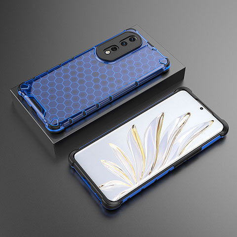 Carcasa Bumper Funda Silicona Transparente 360 Grados AM2 para Huawei Honor 80 Pro 5G Azul