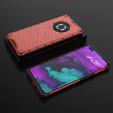 Carcasa Bumper Funda Silicona Transparente 360 Grados AM2 para Huawei Honor Magic3 Pro 5G Rojo