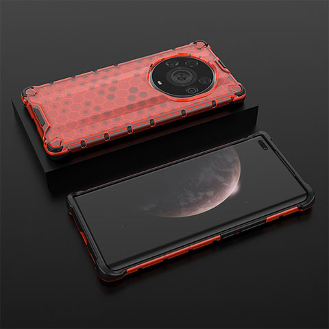 Carcasa Bumper Funda Silicona Transparente 360 Grados AM2 para Huawei Honor Magic3 Pro+ Plus 5G Rojo