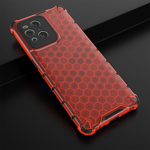 Carcasa Bumper Funda Silicona Transparente 360 Grados AM2 para Oppo Find X3 5G Rojo