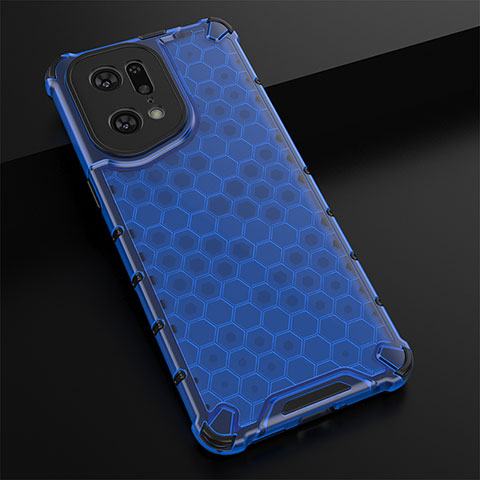 Carcasa Bumper Funda Silicona Transparente 360 Grados AM2 para Oppo Find X5 Pro 5G Azul