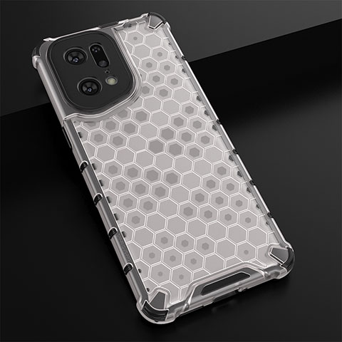 Carcasa Bumper Funda Silicona Transparente 360 Grados AM2 para Oppo Find X5 Pro 5G Blanco