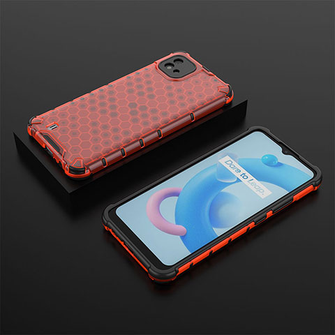 Carcasa Bumper Funda Silicona Transparente 360 Grados AM2 para Realme C20 Rojo