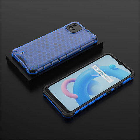 Carcasa Bumper Funda Silicona Transparente 360 Grados AM2 para Realme C20A Azul