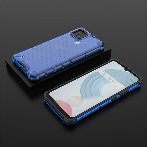 Carcasa Bumper Funda Silicona Transparente 360 Grados AM2 para Realme C21 Azul