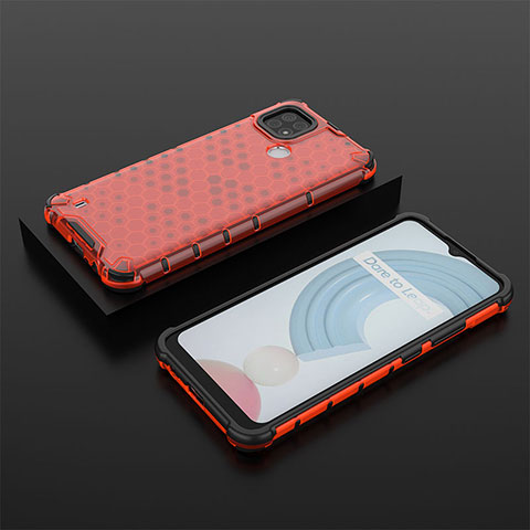 Carcasa Bumper Funda Silicona Transparente 360 Grados AM2 para Realme C21 Rojo