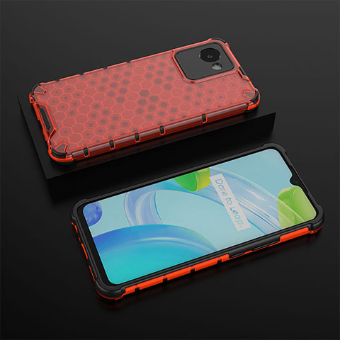 Carcasa Bumper Funda Silicona Transparente 360 Grados AM2 para Realme C30s Rojo