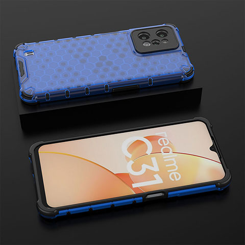 Carcasa Bumper Funda Silicona Transparente 360 Grados AM2 para Realme C31 Azul