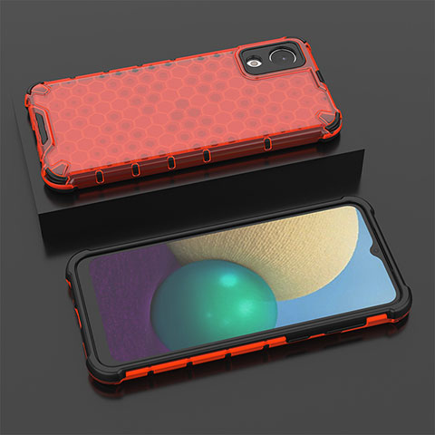 Carcasa Bumper Funda Silicona Transparente 360 Grados AM2 para Samsung Galaxy A03 Core Rojo