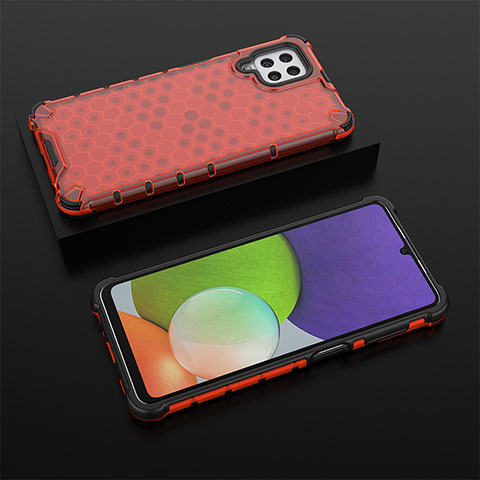 Carcasa Bumper Funda Silicona Transparente 360 Grados AM2 para Samsung Galaxy A22 4G Rojo