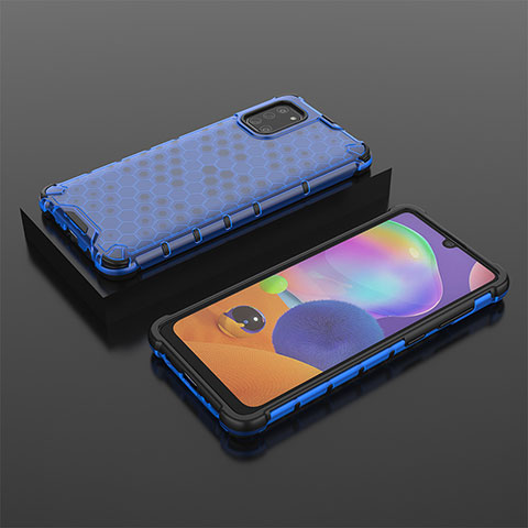 Carcasa Bumper Funda Silicona Transparente 360 Grados AM2 para Samsung Galaxy A31 Azul