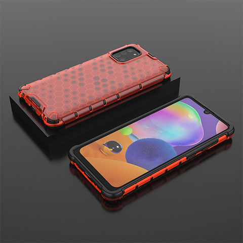 Carcasa Bumper Funda Silicona Transparente 360 Grados AM2 para Samsung Galaxy A31 Rojo