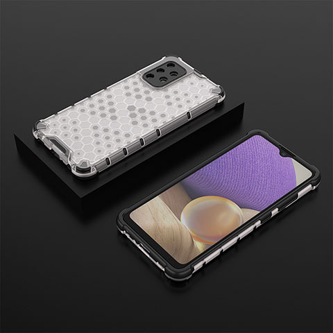 Carcasa Bumper Funda Silicona Transparente 360 Grados AM2 para Samsung Galaxy A32 4G Blanco