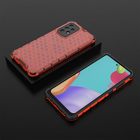 Carcasa Bumper Funda Silicona Transparente 360 Grados AM2 para Samsung Galaxy A52 4G Rojo
