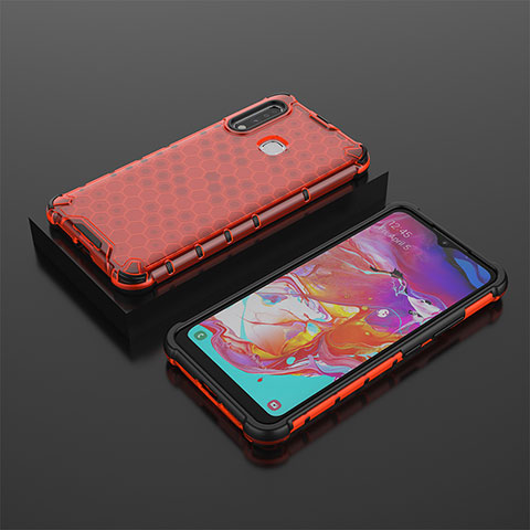 Carcasa Bumper Funda Silicona Transparente 360 Grados AM2 para Samsung Galaxy A70E Rojo