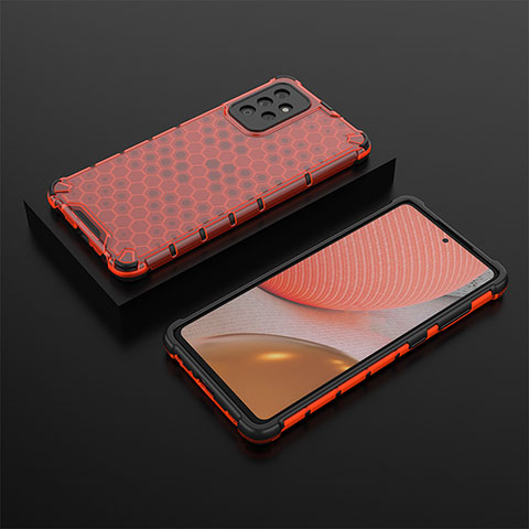 Carcasa Bumper Funda Silicona Transparente 360 Grados AM2 para Samsung Galaxy A72 5G Rojo