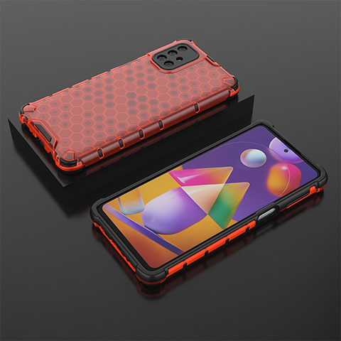 Carcasa Bumper Funda Silicona Transparente 360 Grados AM2 para Samsung Galaxy M31s Rojo